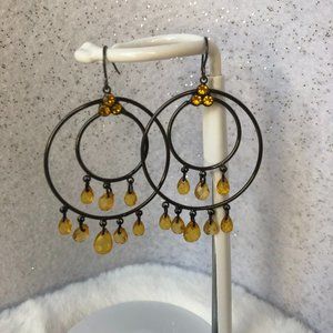 Yellow Jeweled Dreamcatcher Earrings